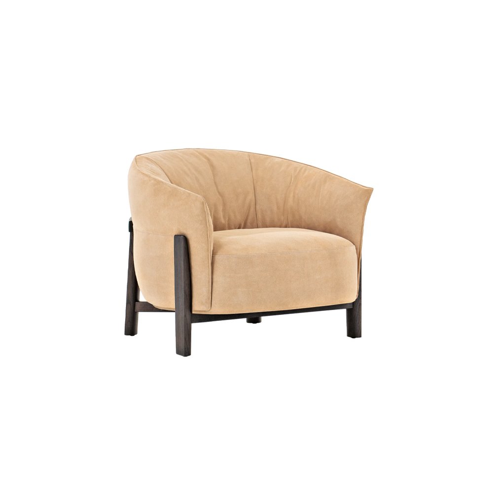 Leather armchair with armrests